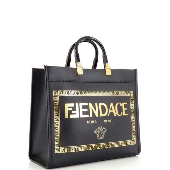 Fendi x Versace Fendace Convertible Sunshine Shopper Tote Printed Leather Medium - Picture 3 of 7